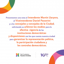 La Red Ciudadana Nuestra Córdoba solicita se reactiven los mecanismos de participación y monitoreo ciudadanos en la ciudad de Córdoba